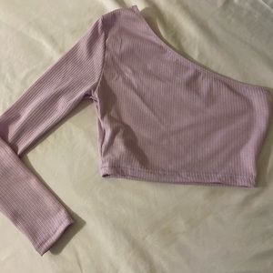 Privé One Shoulder Rib-knit Crop Tee